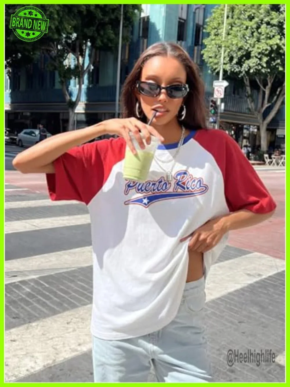 Y2k Aesthetic Oversized Boricua Graphic Tee Short Sleeve Vintage 90s Top